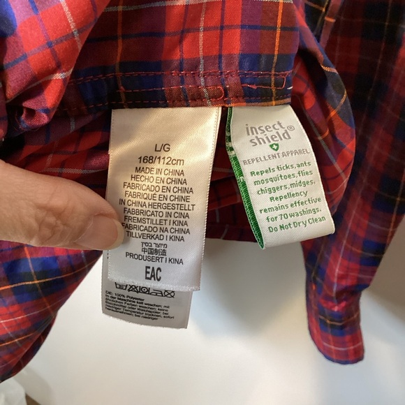 Exofficio Mens Red and Blue Plaid Casual Shirt Insect Shield - Picture 4 of 7
